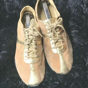 Cole Haan NikeAir Bria Gold Leather Mesh Suede